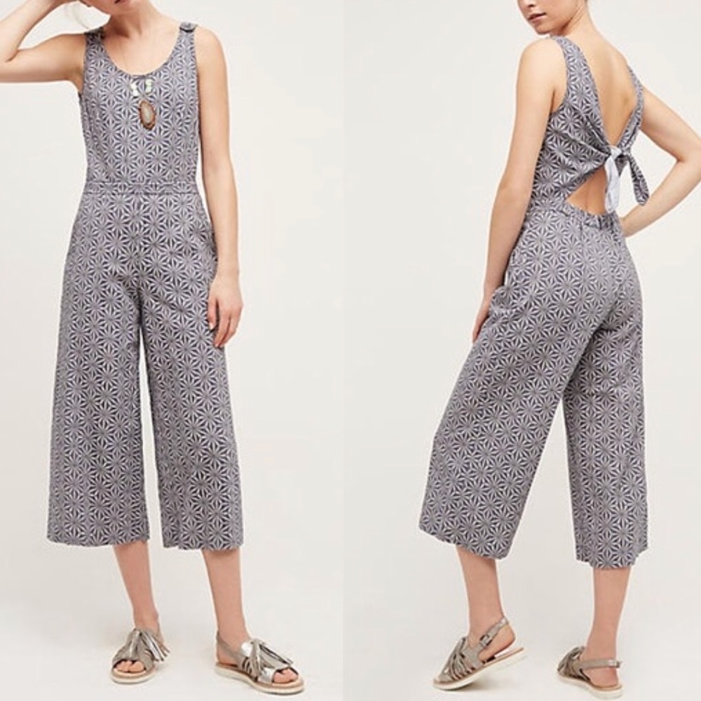 Anthropologie • M • Elevenses Tank Open Cutout Tie Back Cropped Jumpsuit